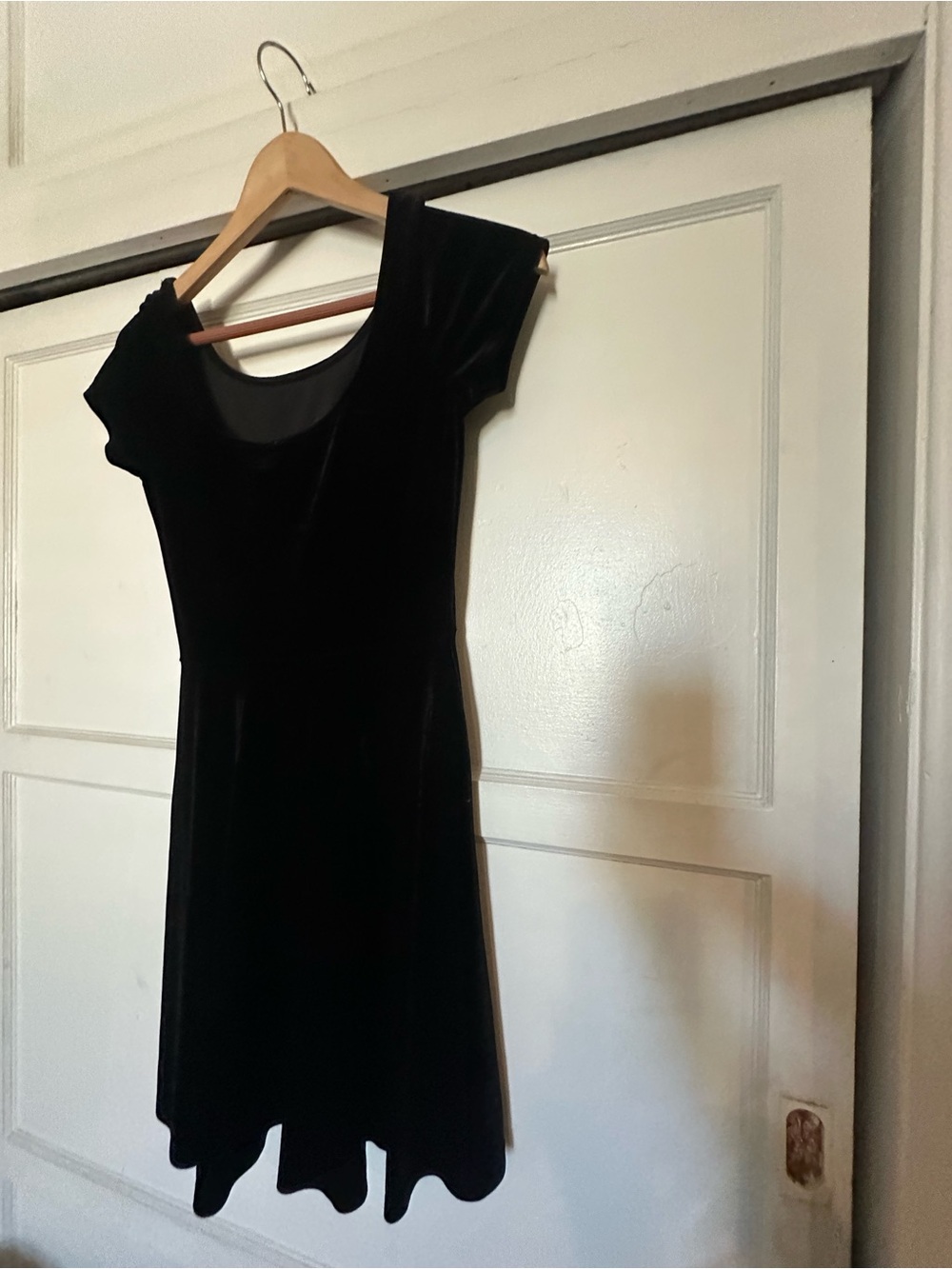 My Story Black Velvet Scoop Neck Fit-and-Flare Dress